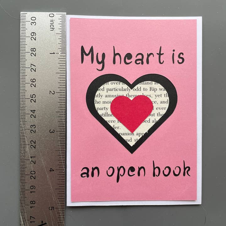 Upcycle Bookcycle - Vendita all'ingrosso Biglietti per San Valentino - Biglietto di Auguri "Il Mio Cuore è un Libro Aperto"
