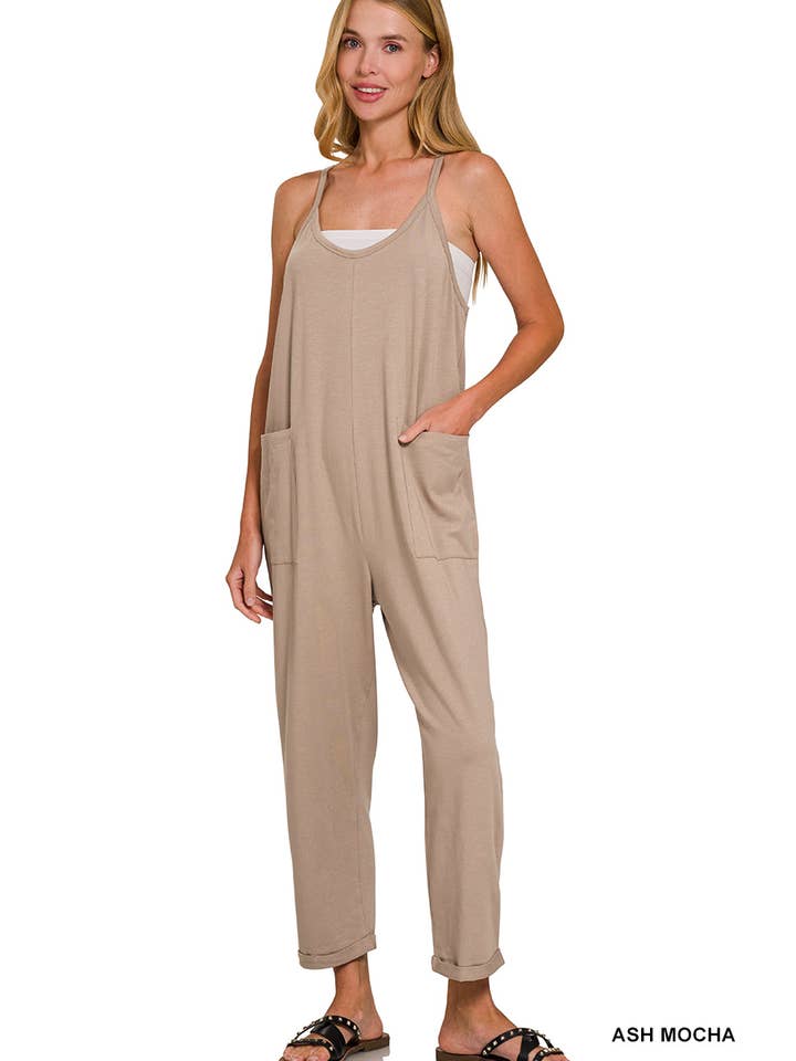 42POPS - Wholesale Jumpsuit - Women's - `.Spaghetti Strap Pocketed Cotton Jumpsuit29