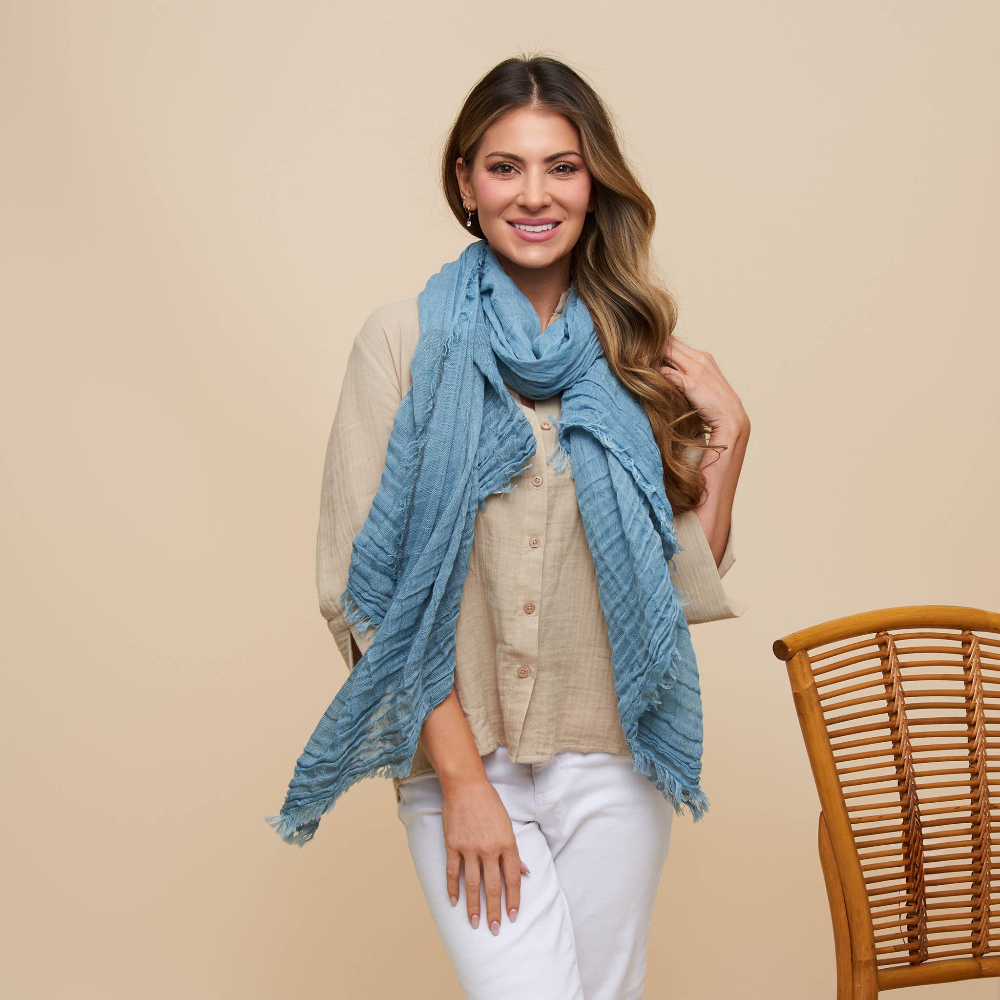 Howard's - Wholesale Scarf - Women's - Lightweight Scarf Miranda Colorblock Summer Fringe Edge0