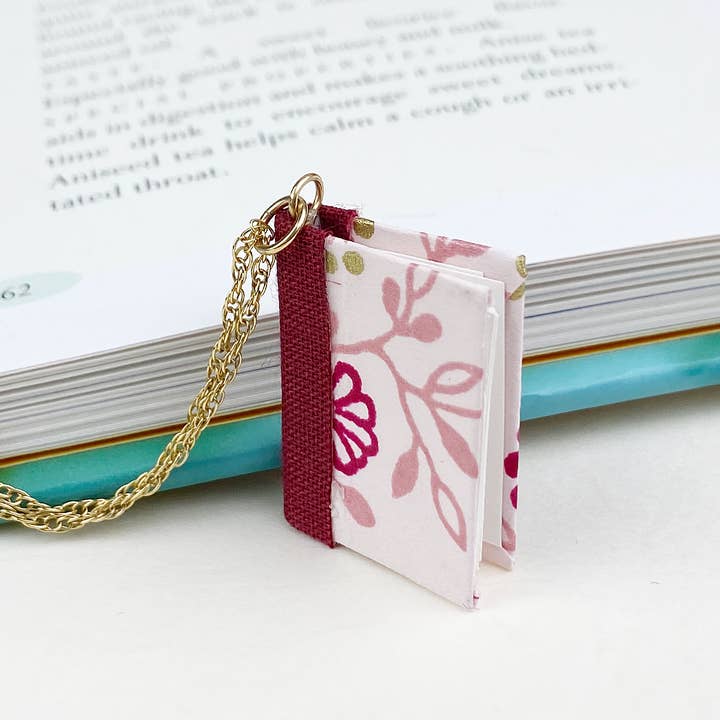 Vintage Dandelions on Pink Book Pendant for wholesale by Nicolette Tallmadge Designs
