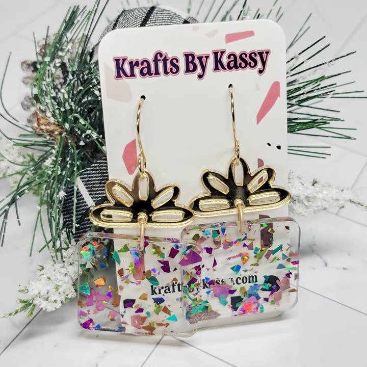 Krafts By Kassy - Vente Boucles d'oreilles pendantes - Boucles d'oreilles cadeaux avec nœud en or1