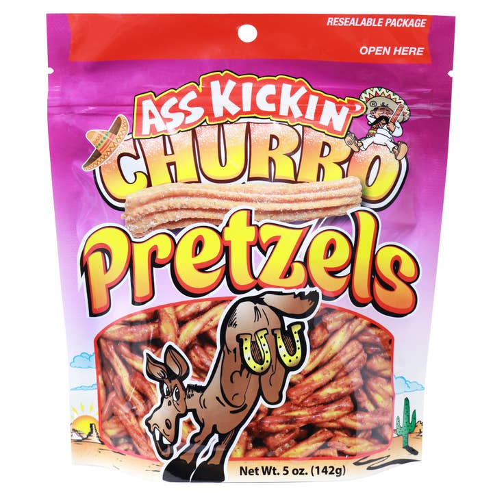 Ass Kickin' Churro Pretzels - 5 oz Resealable Bags for wholesale by Southwest Specialty Food