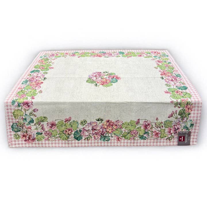 Geranium Gobelin Jacquard Tablecloth, 100x100 cm for wholesale by Hesta