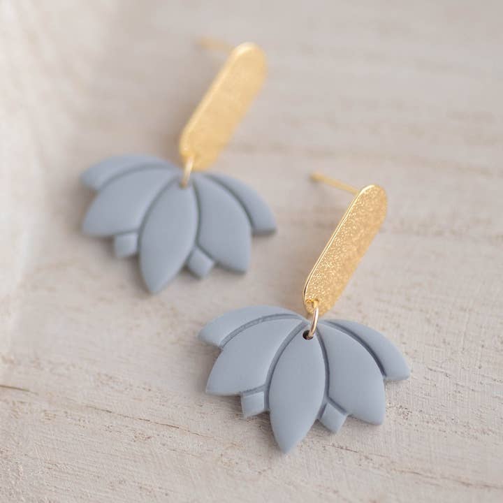 Clay earring | Lotus Drops | Garden Collection for wholesale by Hazel n Blue