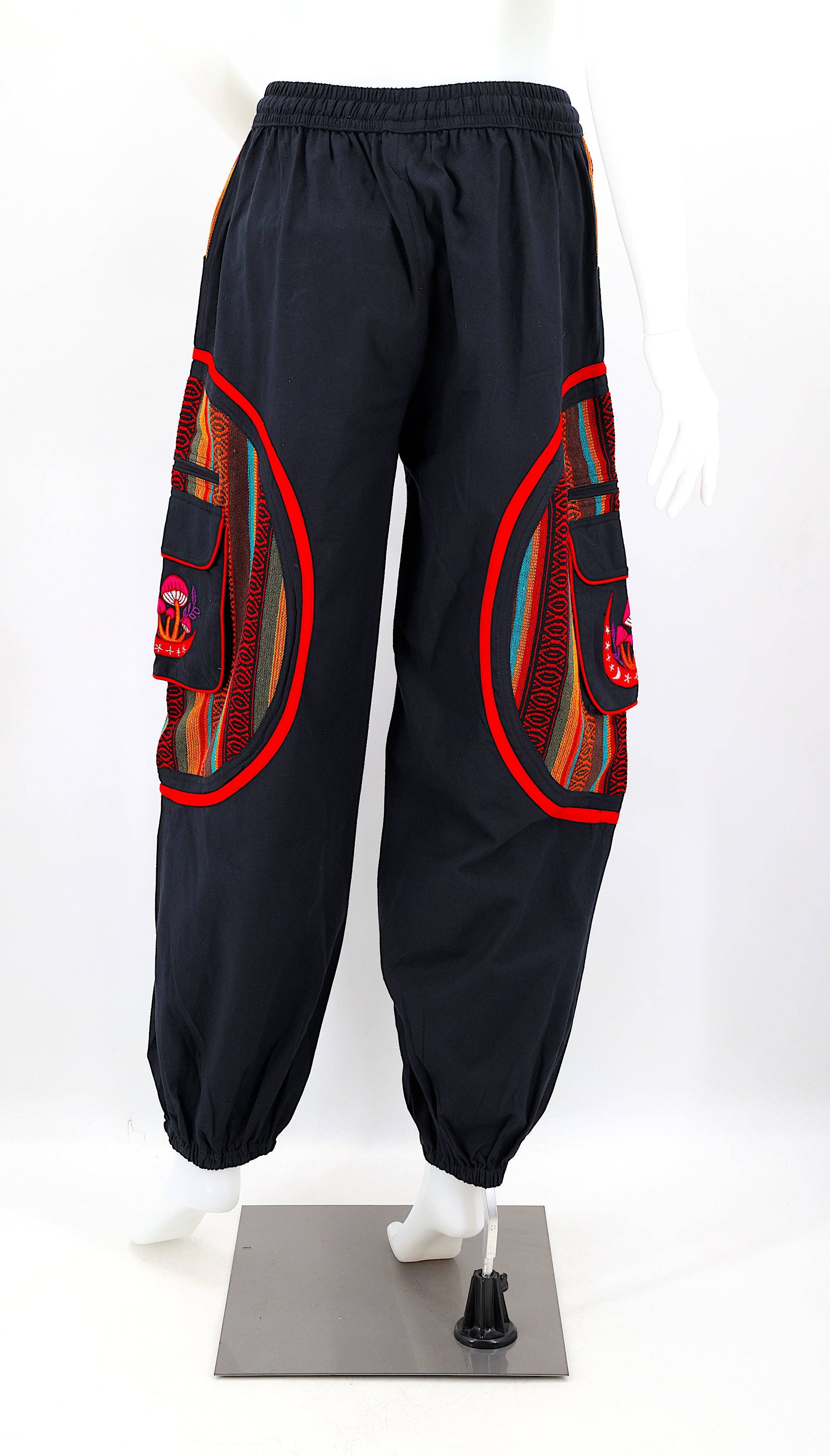 Himalaya Handmade - Venta al por mayor Pantalones - Mujer - Pantalones bohemios hechos a mano de algodón con bordado de luna y hongos estilo harem21