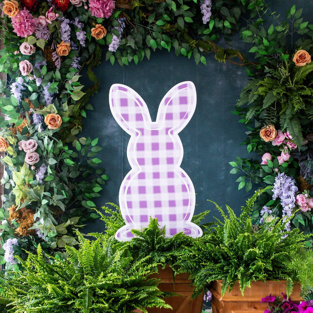 Songbird Grove Collection - Wholesale Garden/Lawn Stake - Gingham Bunny Garden Stakes Collection0