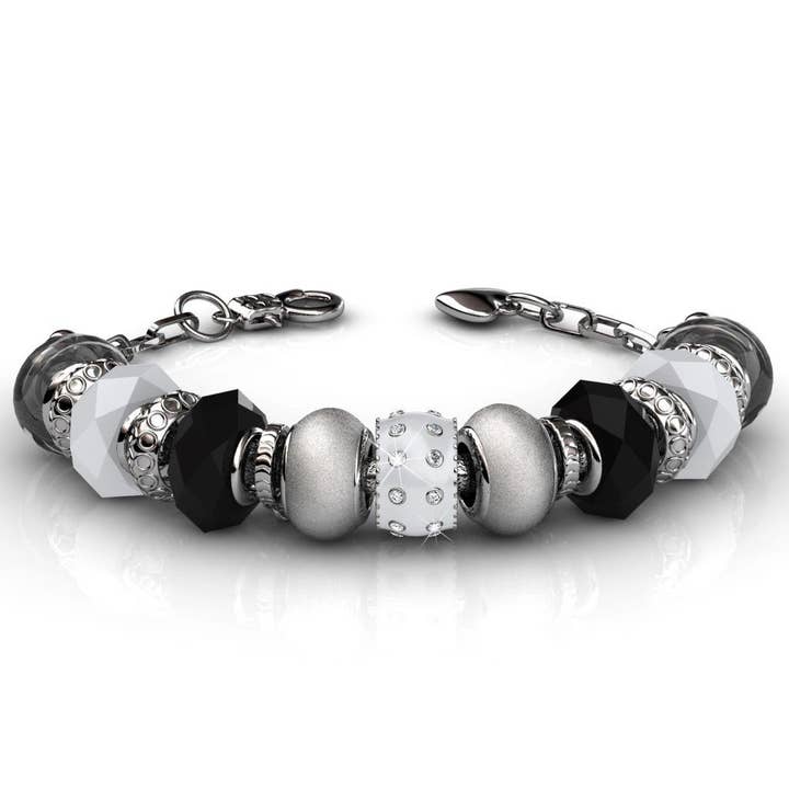 Aurora 18k White Gold Beaded Bracelet with Swarovski for wholesale by Cate & Chloe Jewelry
