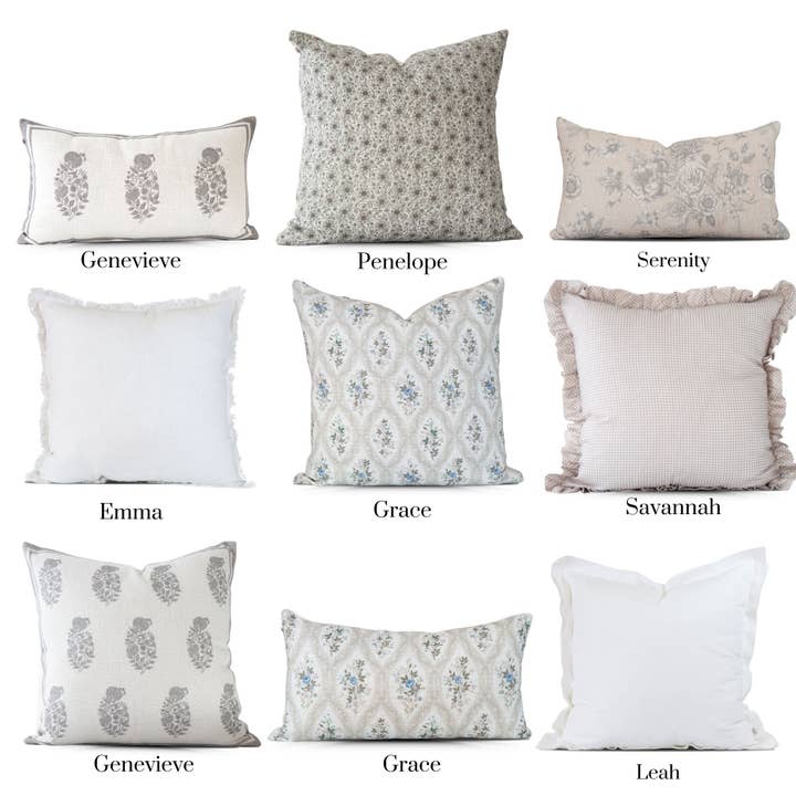 Tajik Home LLC - Wholesale Throw Pillow Cover - Penelope Vintage Petite Floral Pillow Cover - Oyster