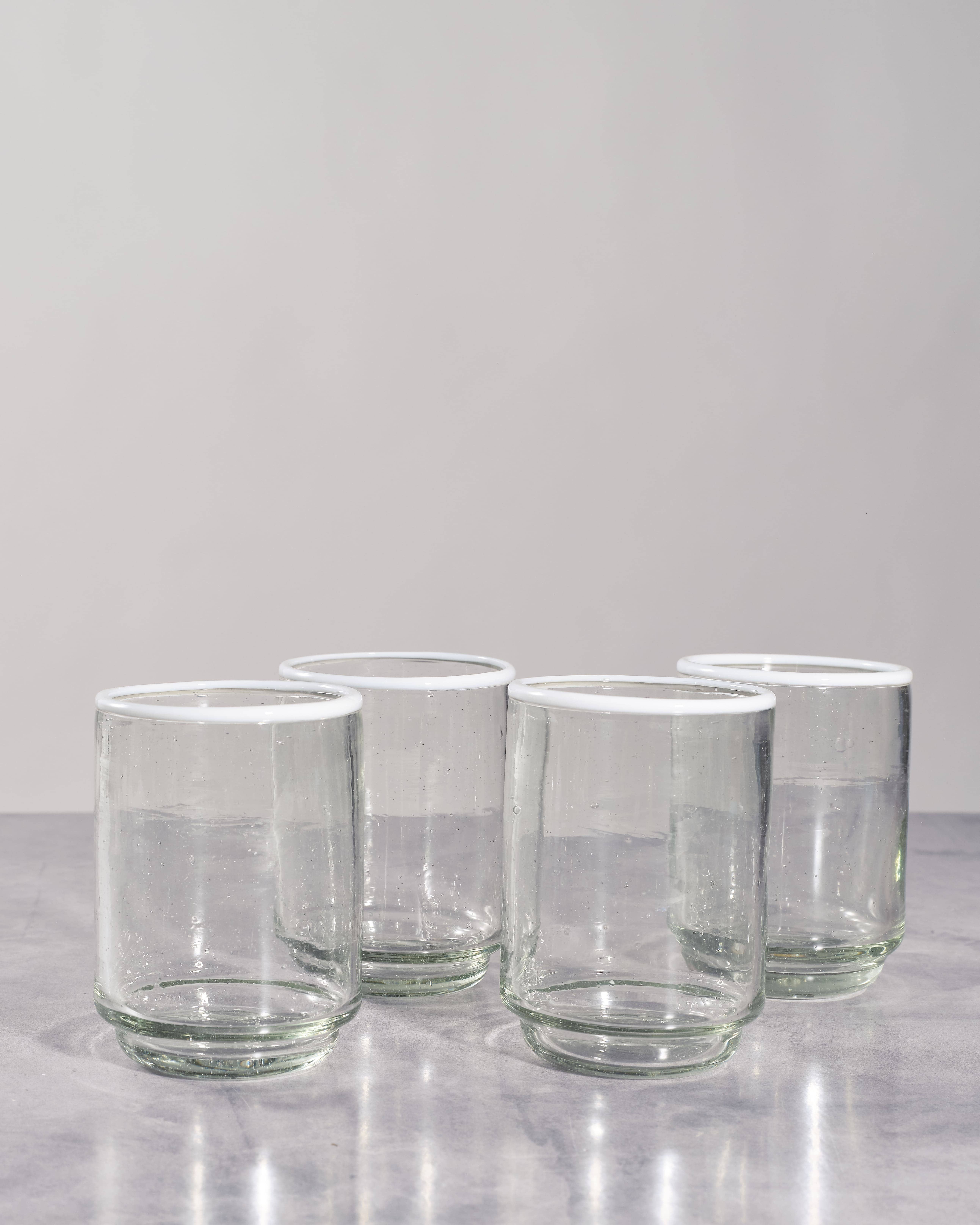 Sobremesa – wholesale Drinking glass/cup – White Rim Medium Stacking Drinking Glass, Glassware