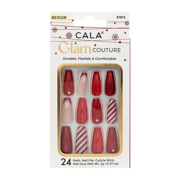 PINEAPPLE Beauty - Wholesale Press-On/Fake Nails - CALA 87815 Glam Couture Candy Cane Press on Nails - 6