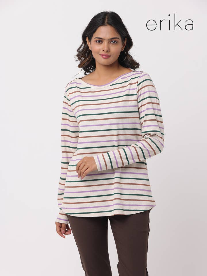 EM5457 Kerrie Striped knit top for wholesale by Dash Clothing Inc.