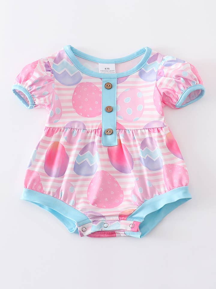 Roze Gestreepte Eierenprint Babyromper voor wholesale door Rylee Faith Designs