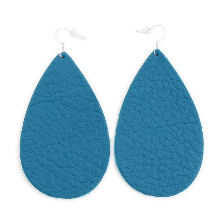 Teal - The Drop Leather Earrings for wholesale by OneWild