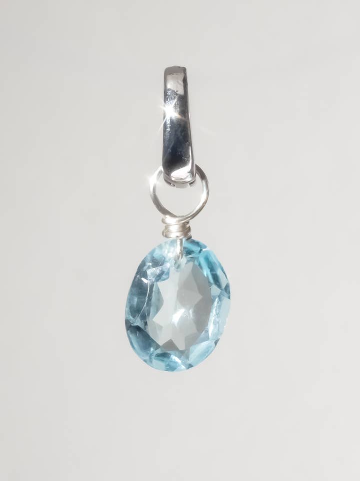 Blue Topaz Oval Cut Sterling Silver-Filled Duet Charm for wholesale by Iggi