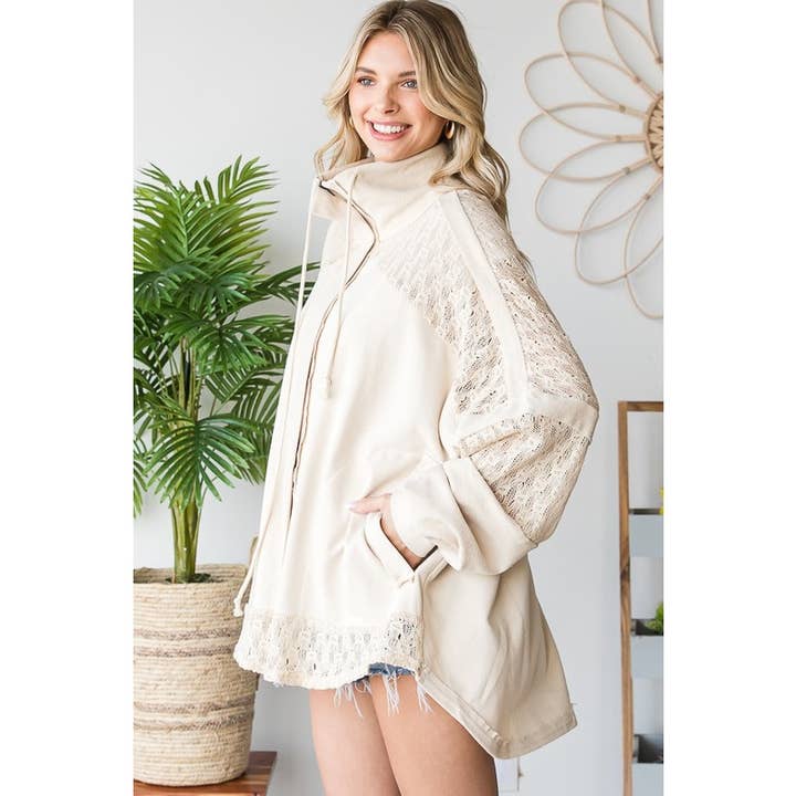 Oli&Hali - Wholesale Jacket - Women's - WASHED MIX MEDIA CROCHET LACE FRENCH TERRY JACKET3