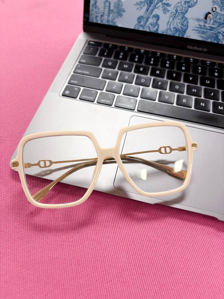 Natalie Beige Square Blue Light Glasses for wholesale by Nash Grey