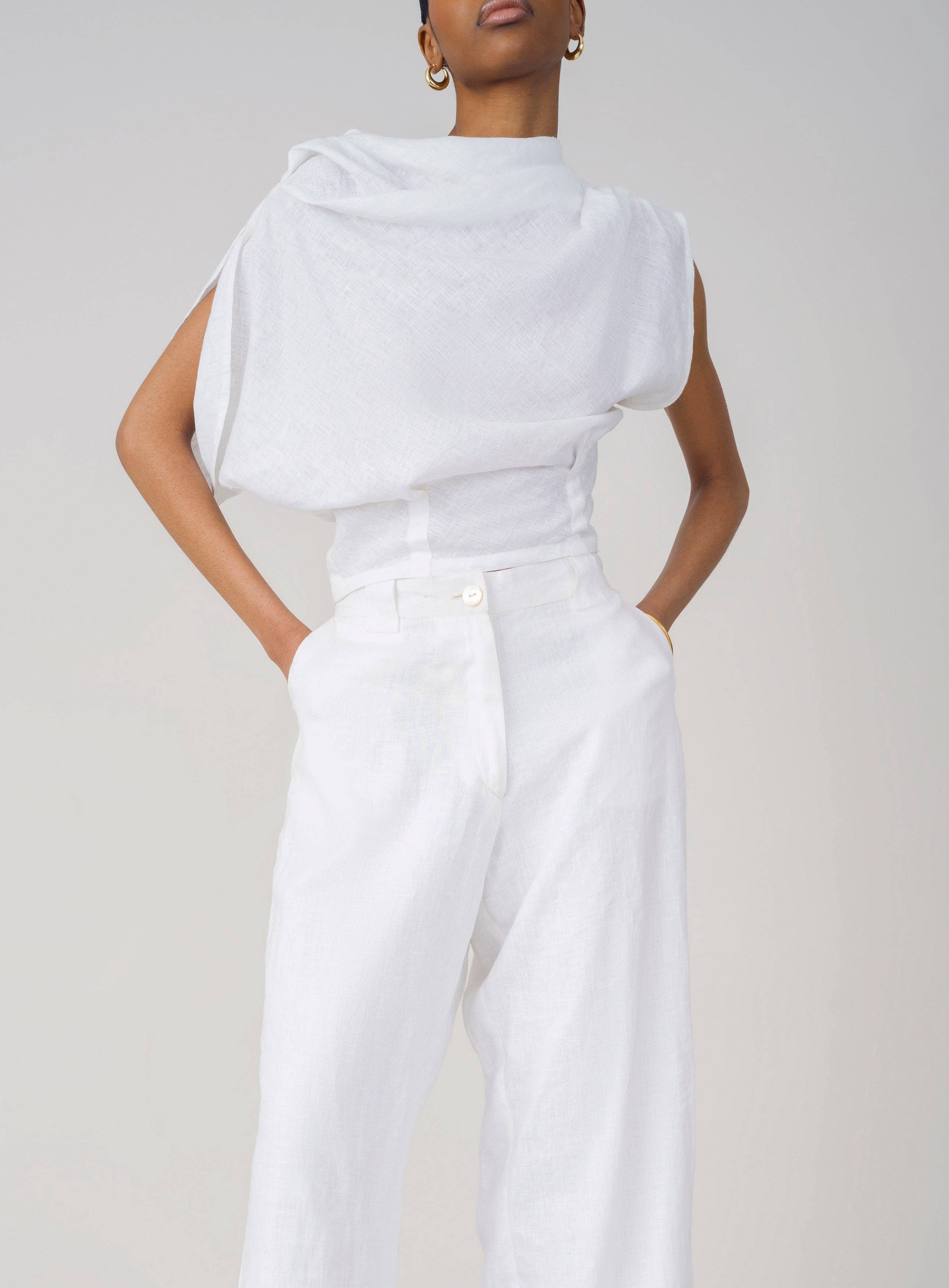 Bianco Top in lino Rhea in vendita all'ingrosso su Faire