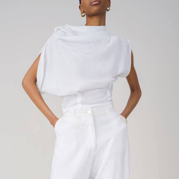 Rhea Linen Top for wholesale by Haveli