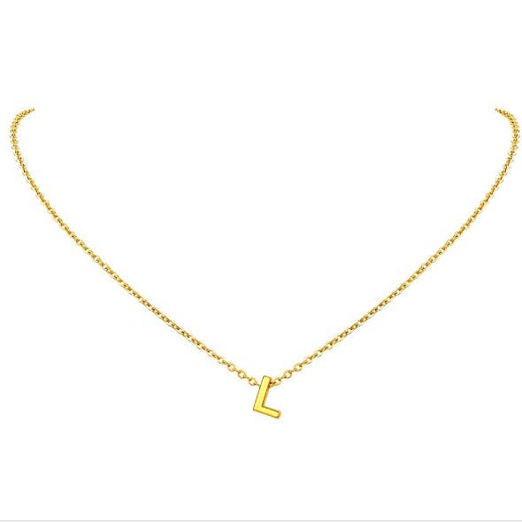 Gemscape UK – wholesale Pendant/charm necklace – Simple Gold Initial Alphabet Pendant Jewellery Necklace16
