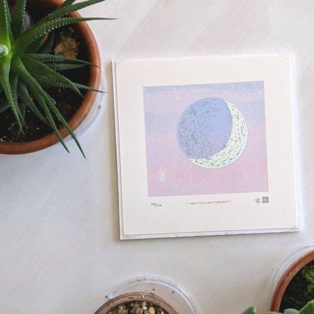 "Moon: Twilight Crescent" Fine Art Limited Edition Serigraph for wholesale by Midnight Oil Studio & Workshop
