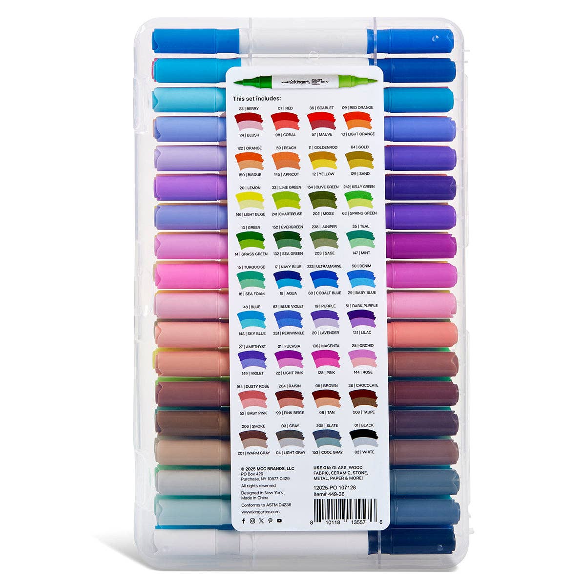 KINGART - Wholesale Marker - Dual Tone Acrylic Markers - 36 Pens / 72 Colors4