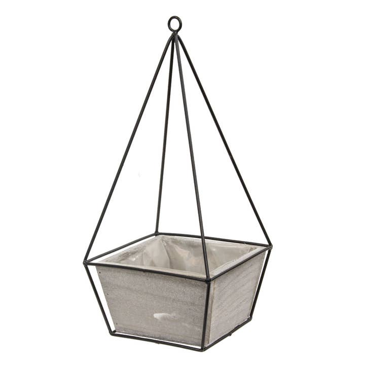 Soporte para plantas de madera con marco metálico triangular para venta al por mayor de Col House Designs