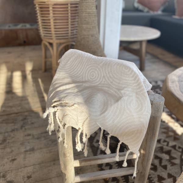 Lantara - Wholesale Bath Towel - Fouta Hammam Towel Circles - Sand - 100x200cm2