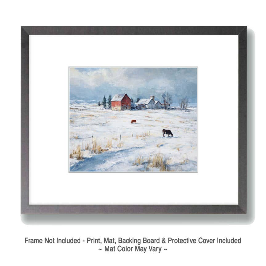 Mowbi - Wholesale Art Print - Farmland Winterscape - Winter Landscape Art Print - 8"x10" Artwork for 11"x14" Frame1
