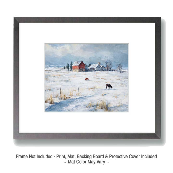 Mowbi - Wholesale Art Print - Farmland Winterscape - Winter Landscape Art Print - 8"x10" Artwork for 11"x14" Frame1