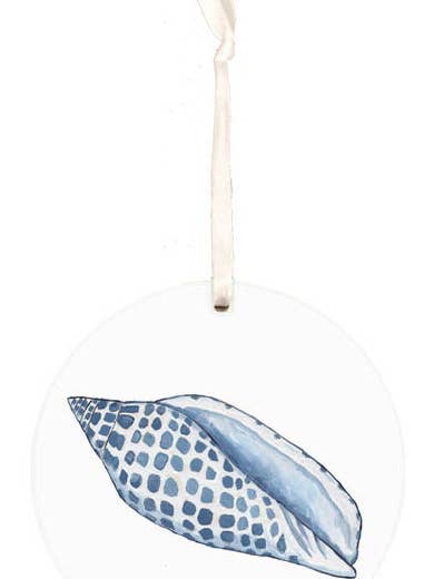 Blue seashell ornament, beach Christmas decoration, junonia for wholesale by Faith and Franklin