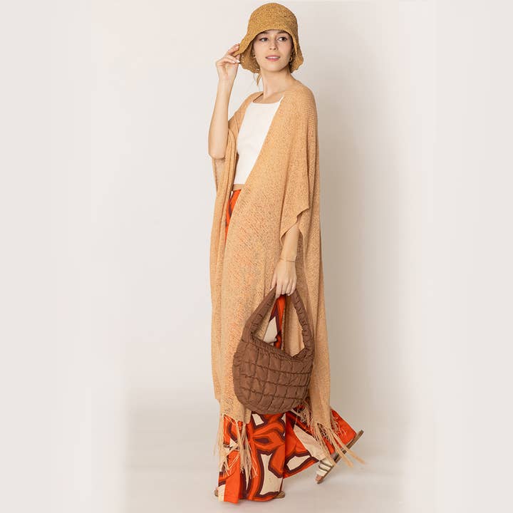 Fashion City - Venta al por mayor Kimono - Mujer - Cárdigan largo de punto con flecos y forro tipo kimono34