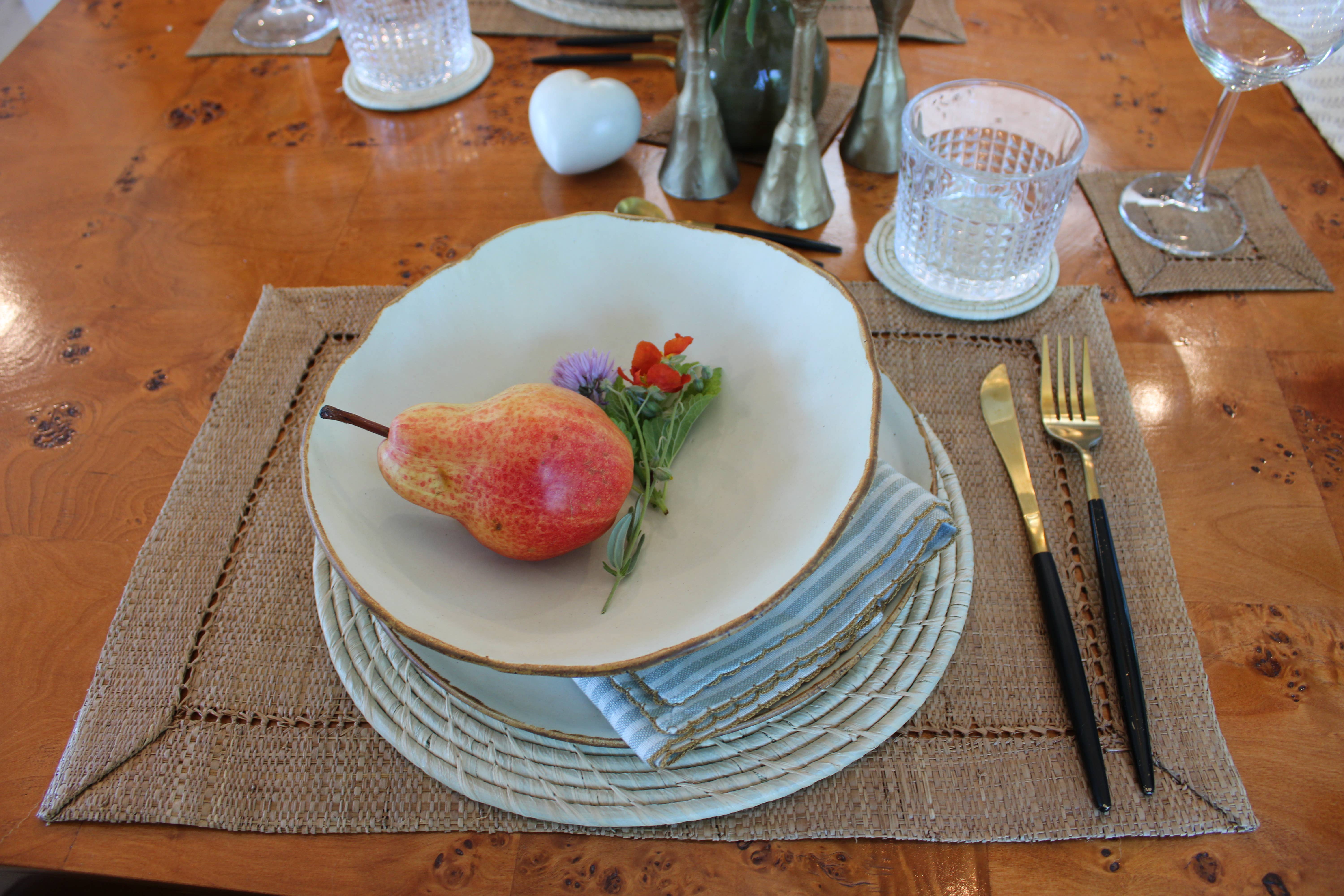 Shebobo - Wholesale Placemat - Dabu ronde onderzetters en placemats van gevlochten raffia in spiraalpatroon, set van 61