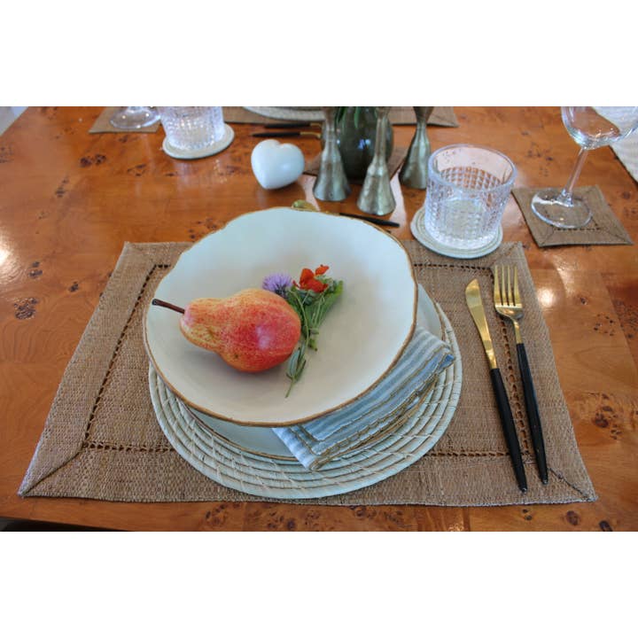 Shebobo – Großhandel Platzdeckchen – Dabu runde Spiralscheiben-Untersetzer und Platzsets aus Raffia-Stroh1