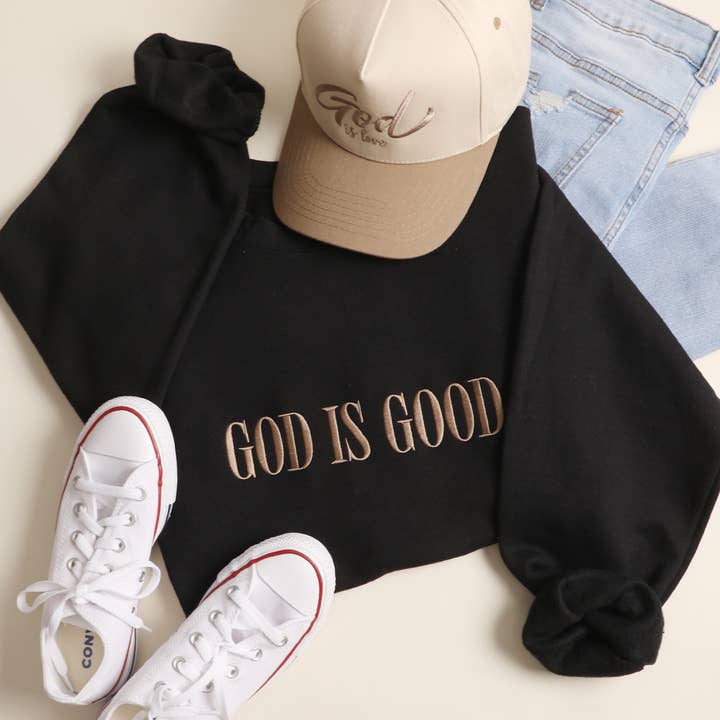 Fashion City - Wholesale Sweatshirt - Unisex - GOD IS GOOD Embroidered Heavyweight Sweatshirt