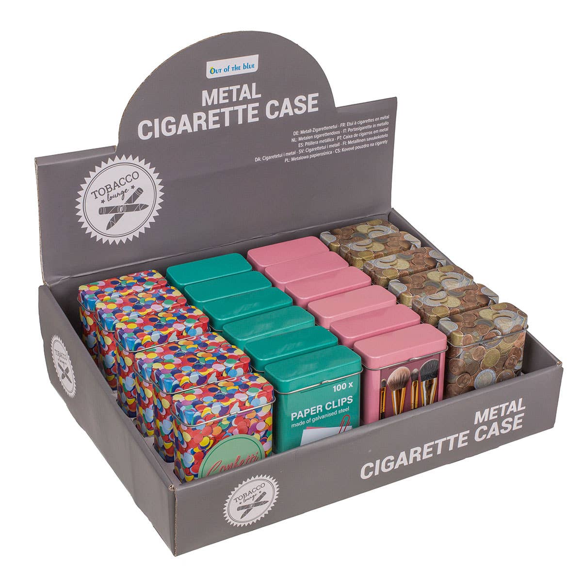 Accentra - Wholesale Cigarette Case - Metal cigarette case, assorted 4-fold, in display1