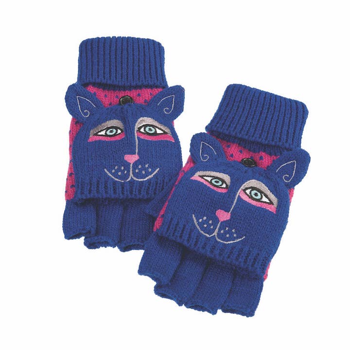 Laurel Burch Studios - Wholesale Mittens - Women's - Dog Flip Mittens - Indigo