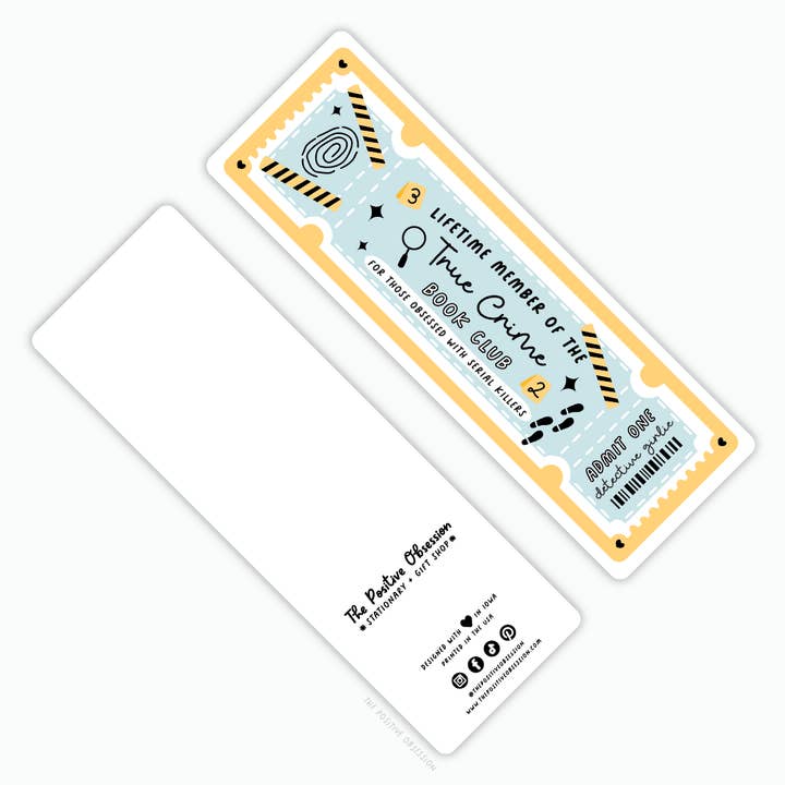True Crime Book Club Bookmark, Bookish Gift, For Reader for wholesale by Purple Ink Paperie