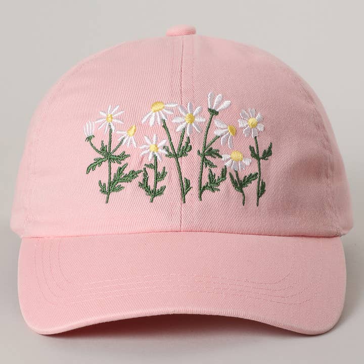 Fashion City - Wholesale Baseball Cap - Unisex - Daisy Bloom Embroidered Cotton Baseball Cap4