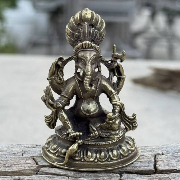 Lungta Imports - Wholesale Sculpture - Small Brass Ganesha statue For Wisdom And Wealth From Nepal