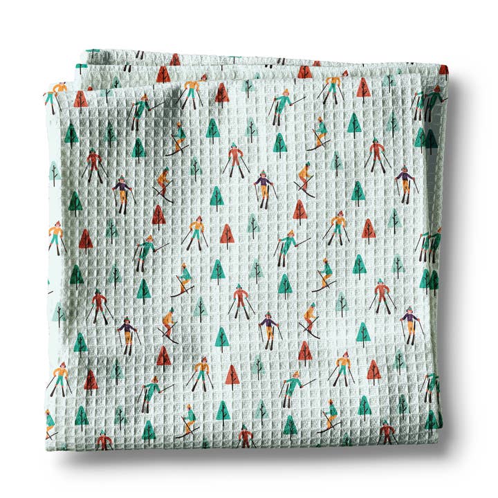 Skiing Mountain Ski Lodge Christmas Kitchen Towel Waffle for wholesale by Canary Road