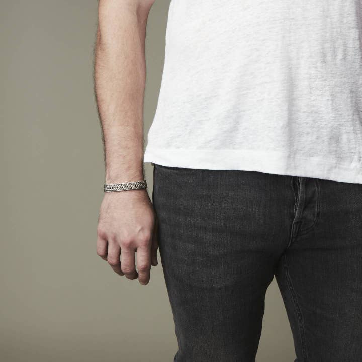 Bhoma - Mens Designer Jewelry - Wholesale Link & Chain Bracelet - Bali Sterling Silver Woven Bracelet for Men5