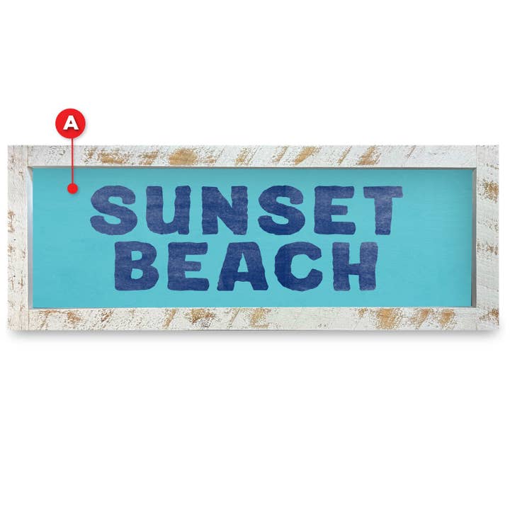 Mots personnalisables en bleu/teal côtier | Impression d'art mural encadrée en bois véritable pour la vente par Mill Wood Art