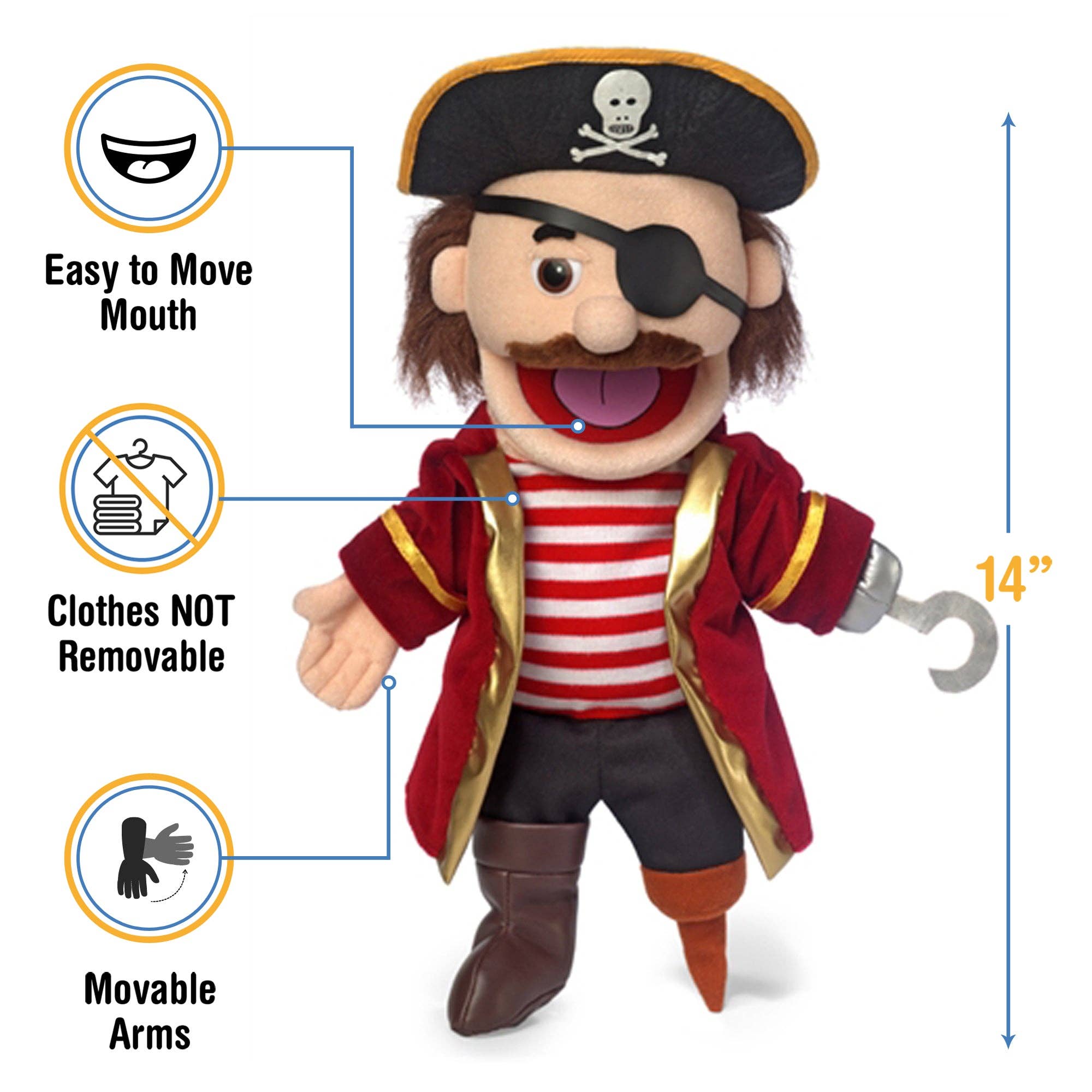 Silly Puppets - Wholesale Puppet - Kids & Baby - Silly Puppets Pirate with Peg Leg (14")2