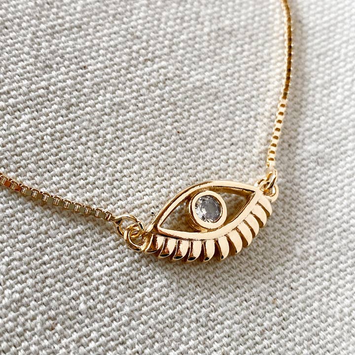 GoldFi - Wholesale Charm/Dangle Bracelet - 18k Gold Filled Cubic Zirconia Evil Eye Bracelet