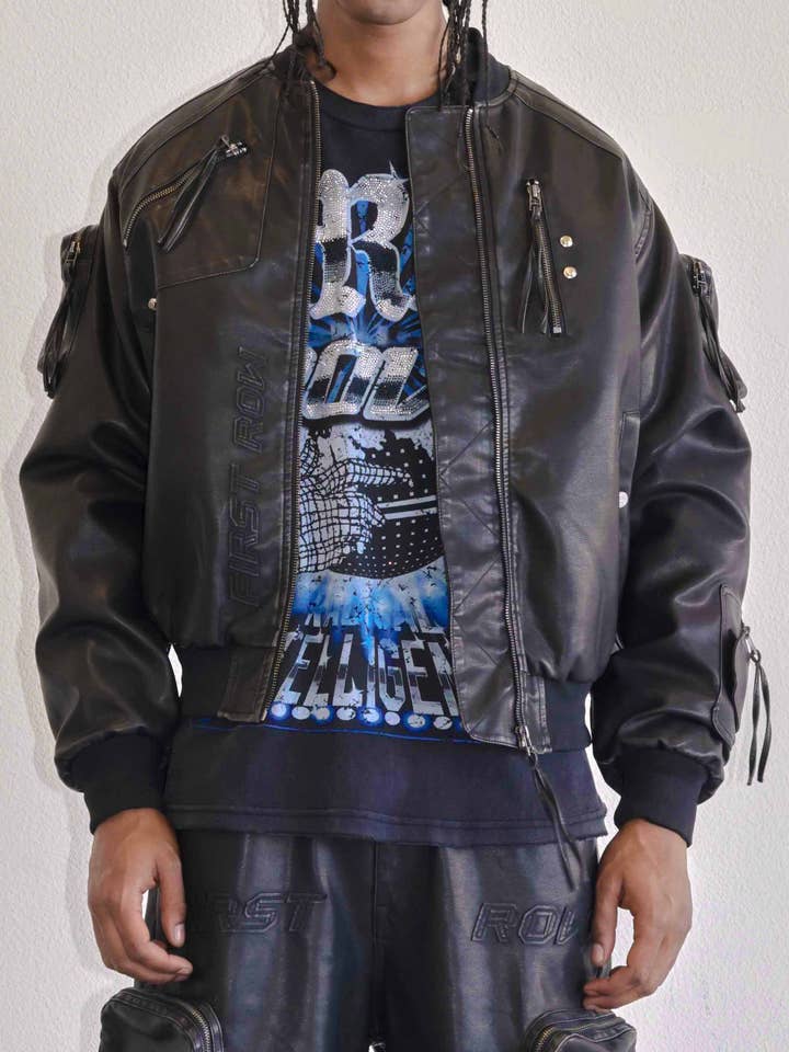 GIACCA UTILITY MA-1 IN PELLE LAVATA per la vendita all'ingrosso da parte di First Row