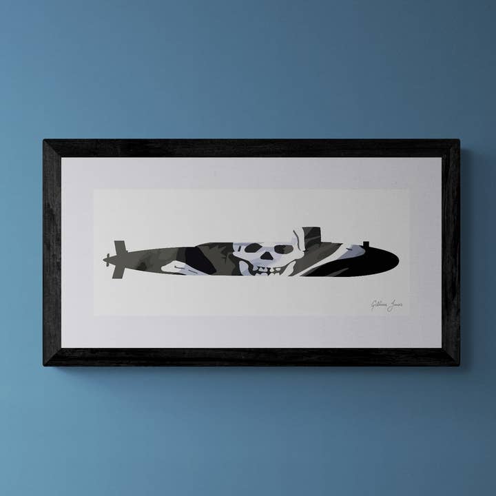 Onderzeeƫr Jolly Roger Print uit de resolutieklasse voor wholesale door Gillian Jones Designs