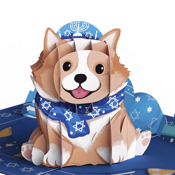 Happy Hanukkah Dog 5''x7'' Card, Pop-Up Cards for wholesale by Lovepop Cards