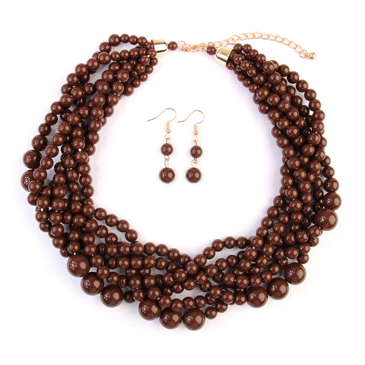 MYS Wholesale Inc - Vente Parures de bijoux - Ensemble collier ras-du-cou et boucles d'oreilles à bulles à plusieurs brins pour femmes28