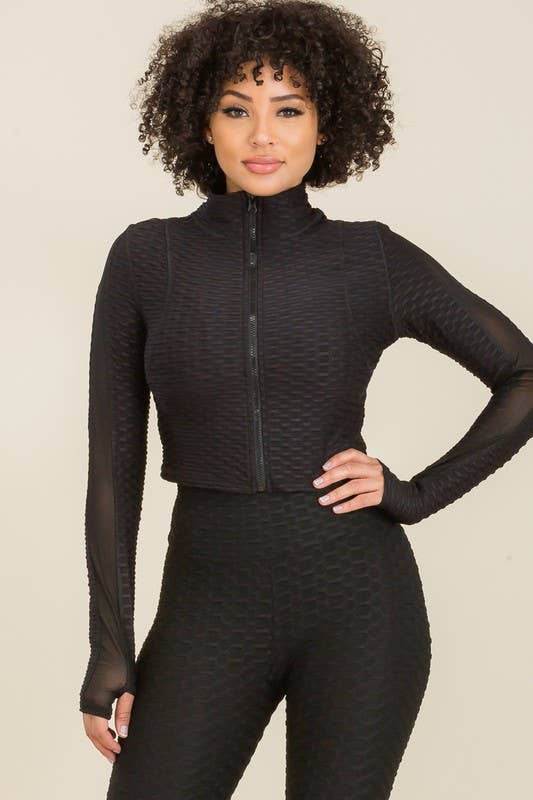 Vibrato Clothing - Wholesale Athletic Jacket - Women's - SHP001-J-Mesh-Panel Sleeve  Full Zip Up Active Jacket13