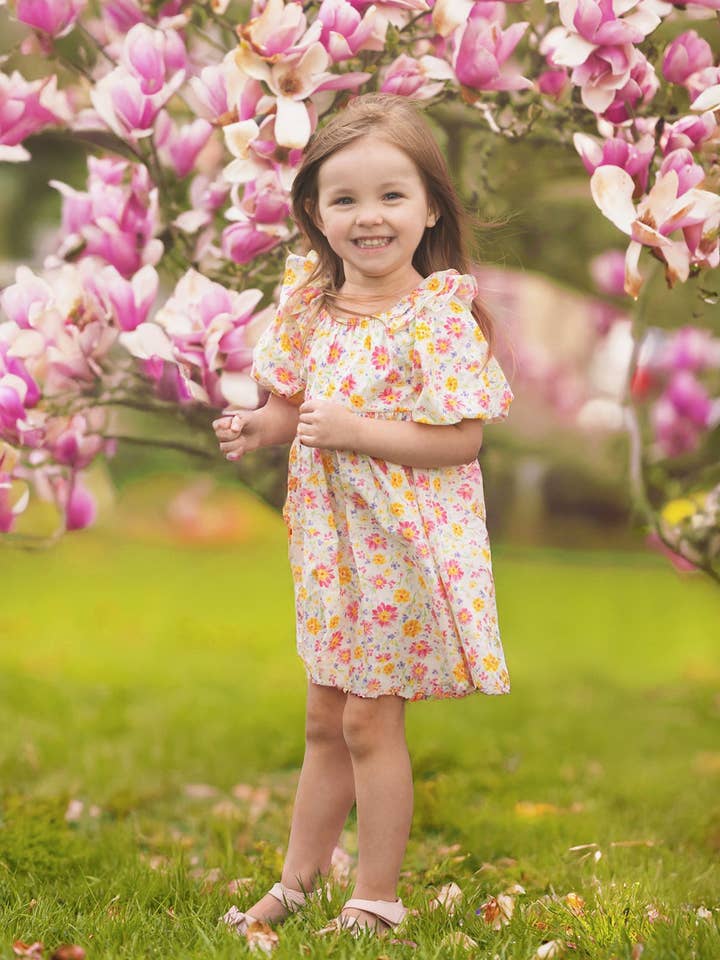Petal Party Short Bubble Sleeve Dress for wholesale by mabel + honey